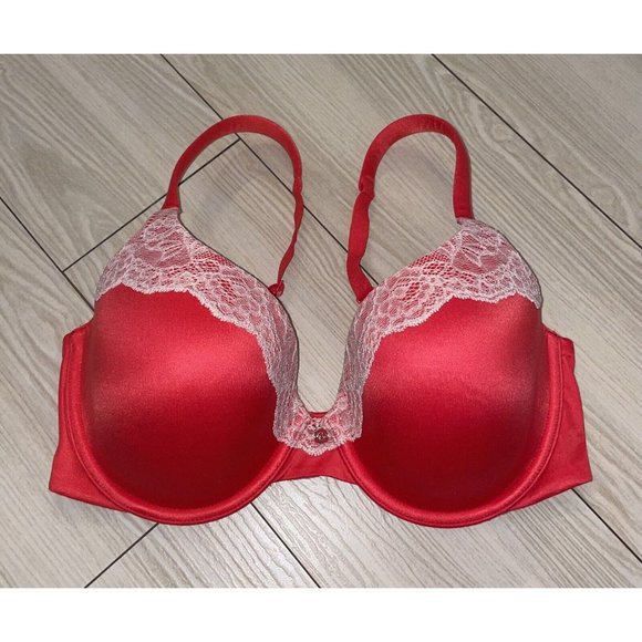 Victorias Secret Lined Perfect Coverage Bra Lace Trim Underwire Womens 34D - Picture 2 of 6
